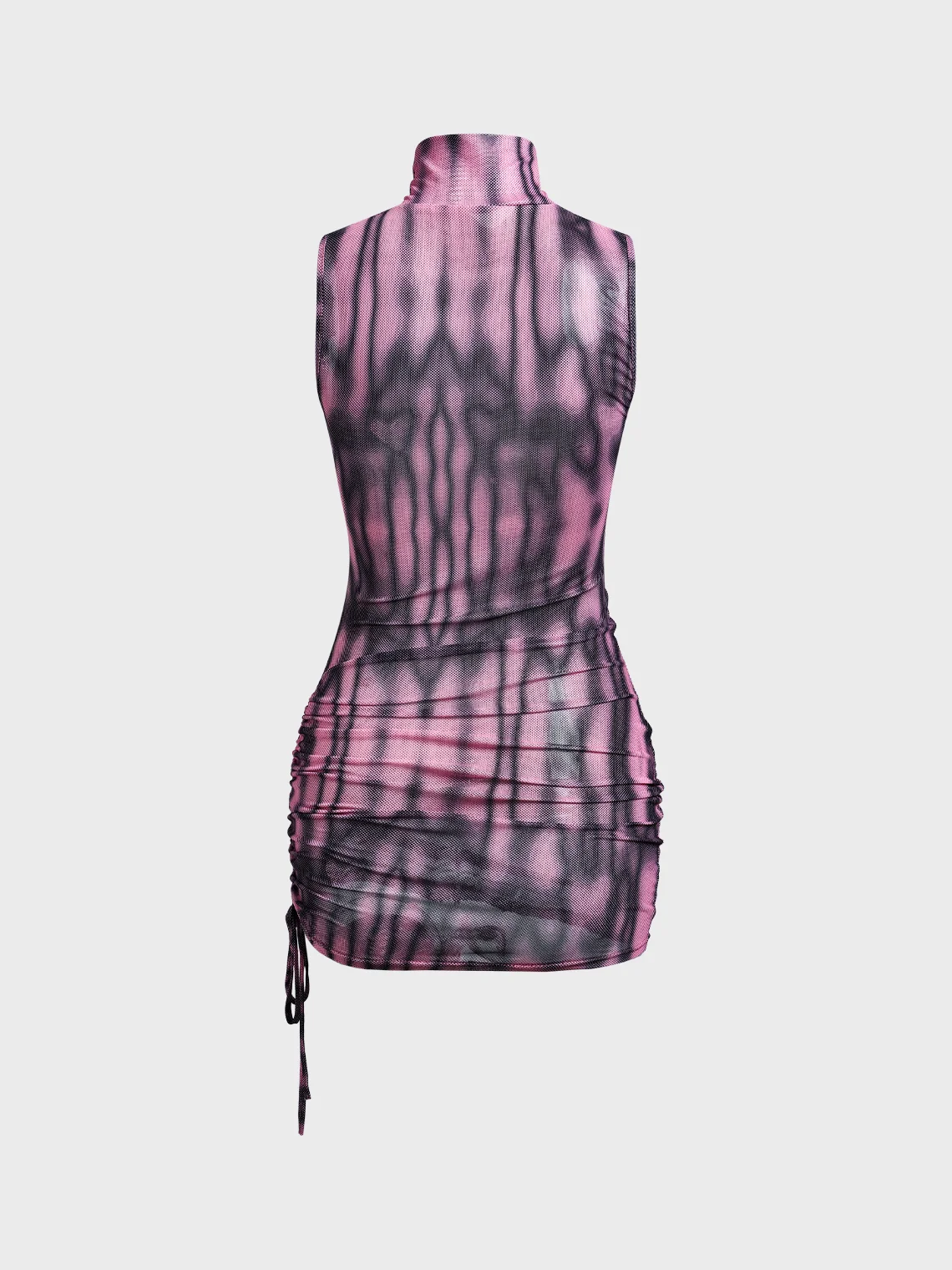 【Final Sale】Y2k Pink Chevron Mesh Drawstring Dress Mini Dress