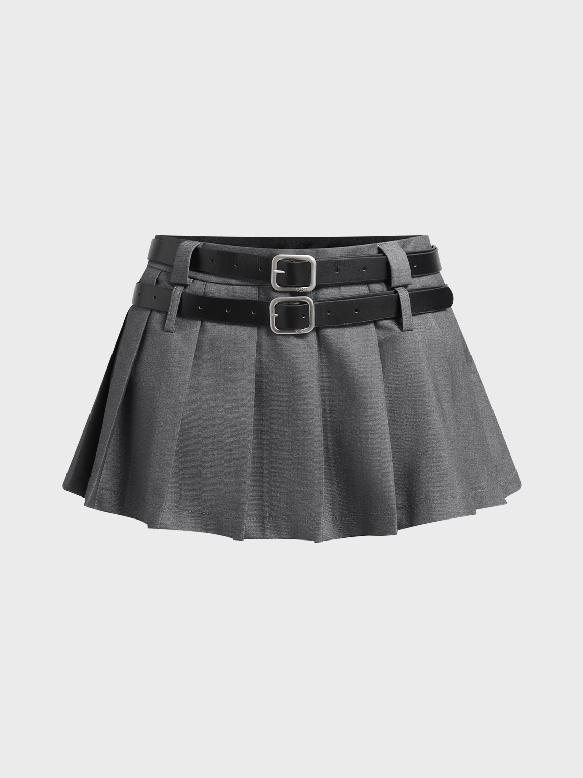 【Final Sale】Y2K Black Pleated Double belt Bottom Skirt