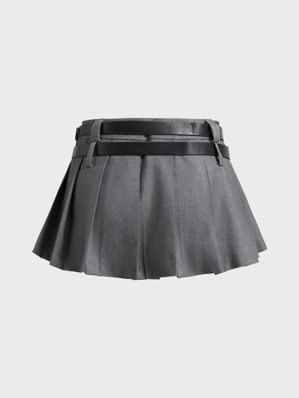 【Final Sale】Y2K Black Pleated Double belt Bottom Skirt