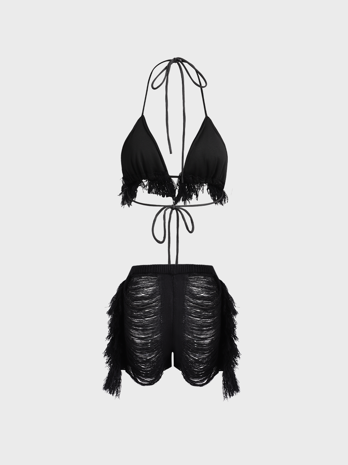 【Final Sale】Edgy White Knit wear Bikini Two-Piece Set