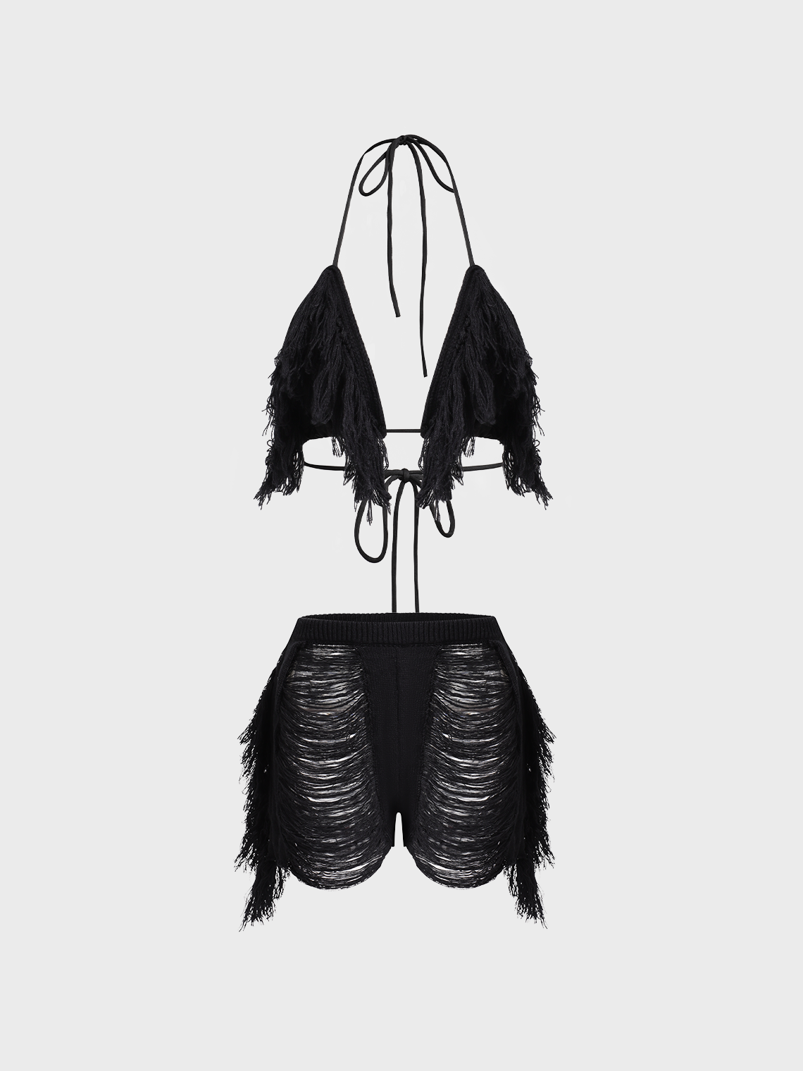 【Final Sale】Edgy White Knit wear Bikini Two-Piece Set