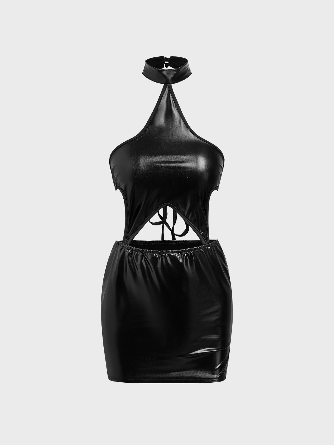 【Final Sale】Punk Black Star shape PU Dress Mini Dress