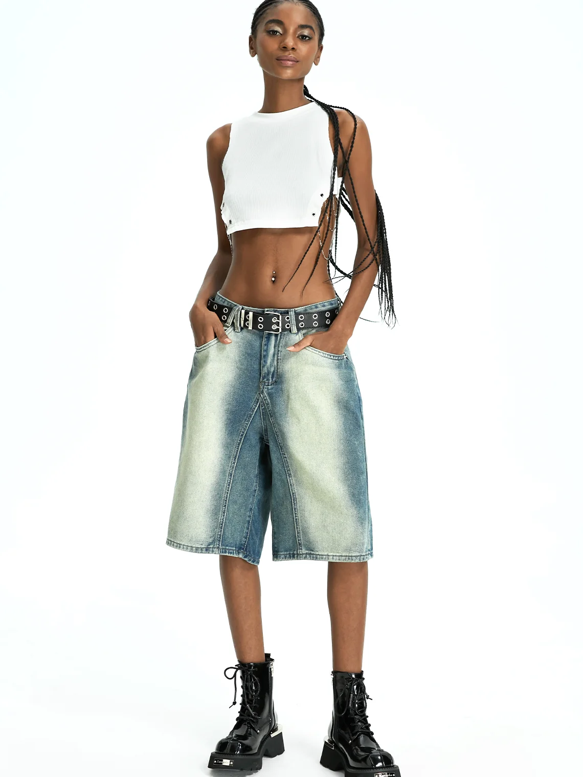 Street White Metal chain Top Tank Top & Cami