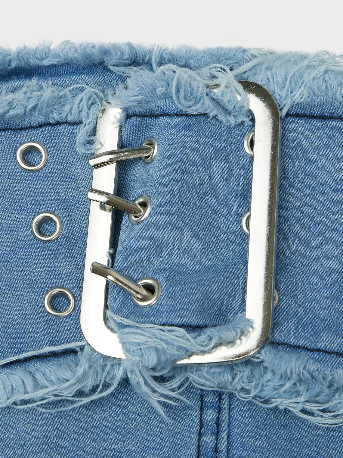 Street Blue Denim Belt Top Women Top