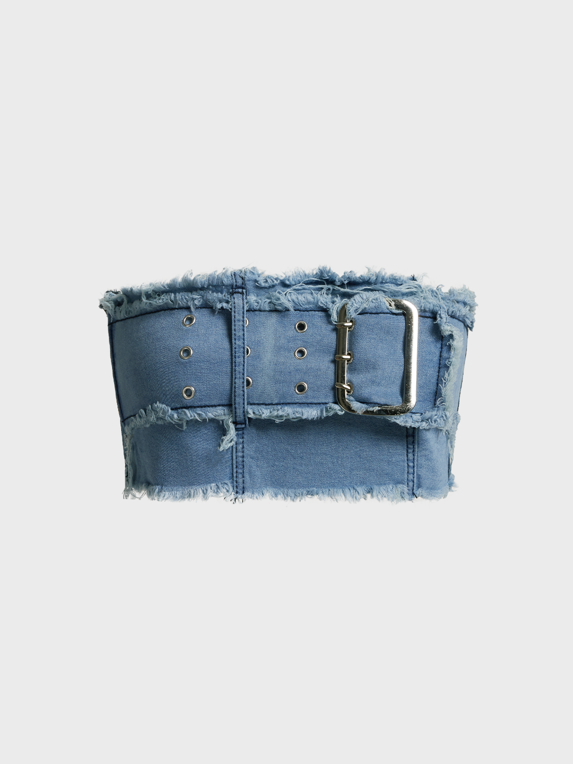 Street Blue Denim Belt Top Women Top
