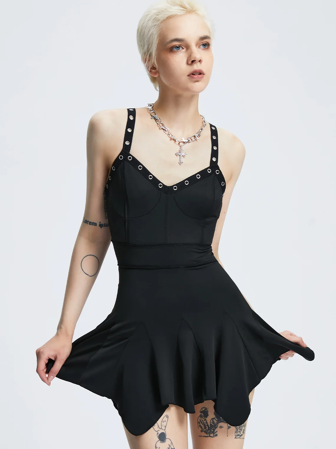 【Final Sale】Spaghetti Plain Short Dress