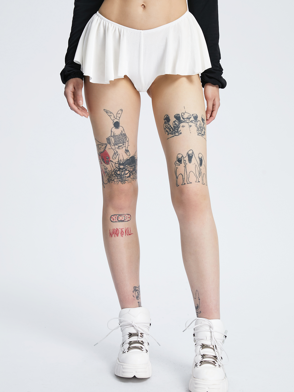 【Final Sale】Y2k White Sleated Bottom Shorts