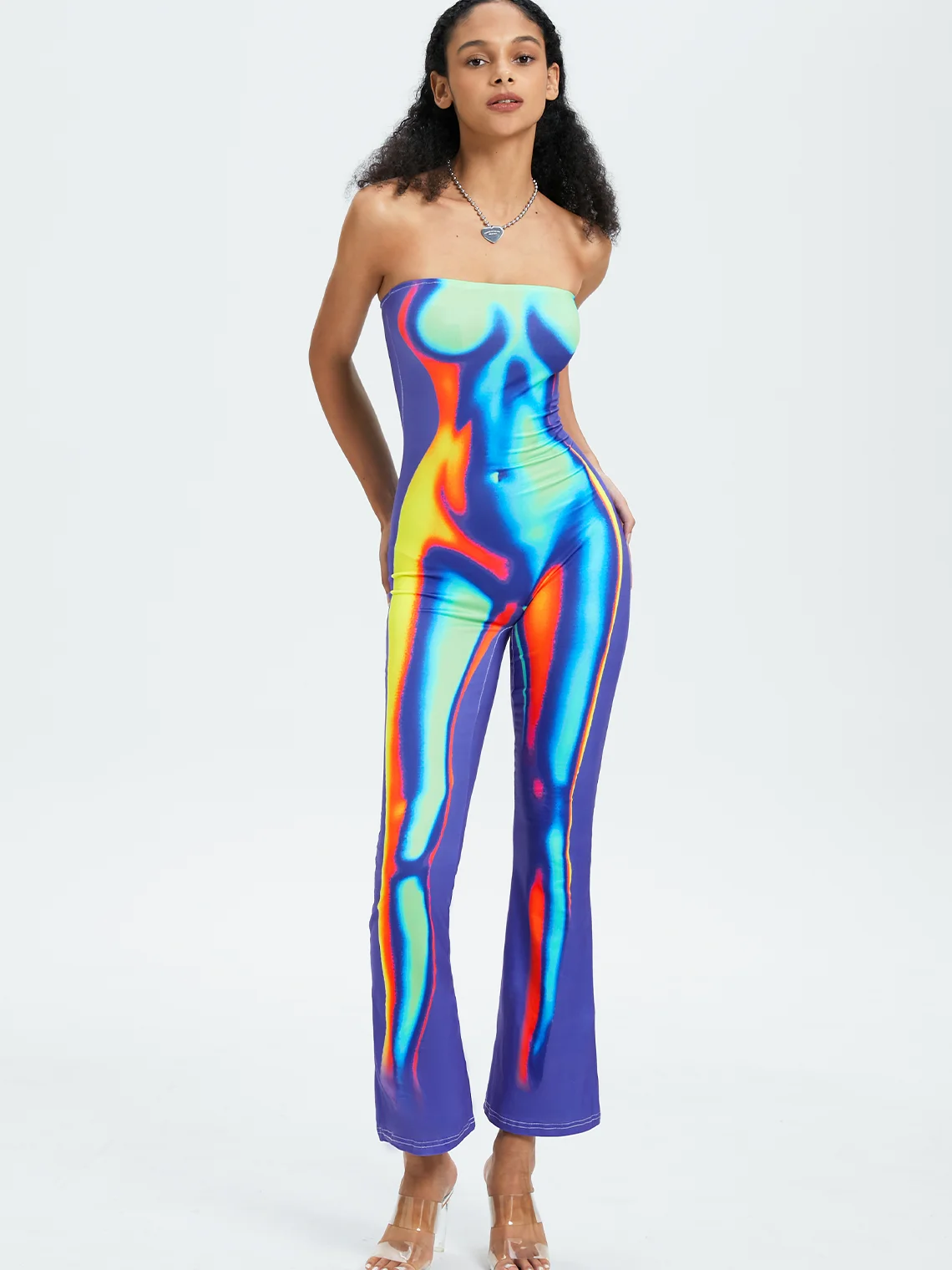 Edgy Multicolor Body print Tube Jumpsuit