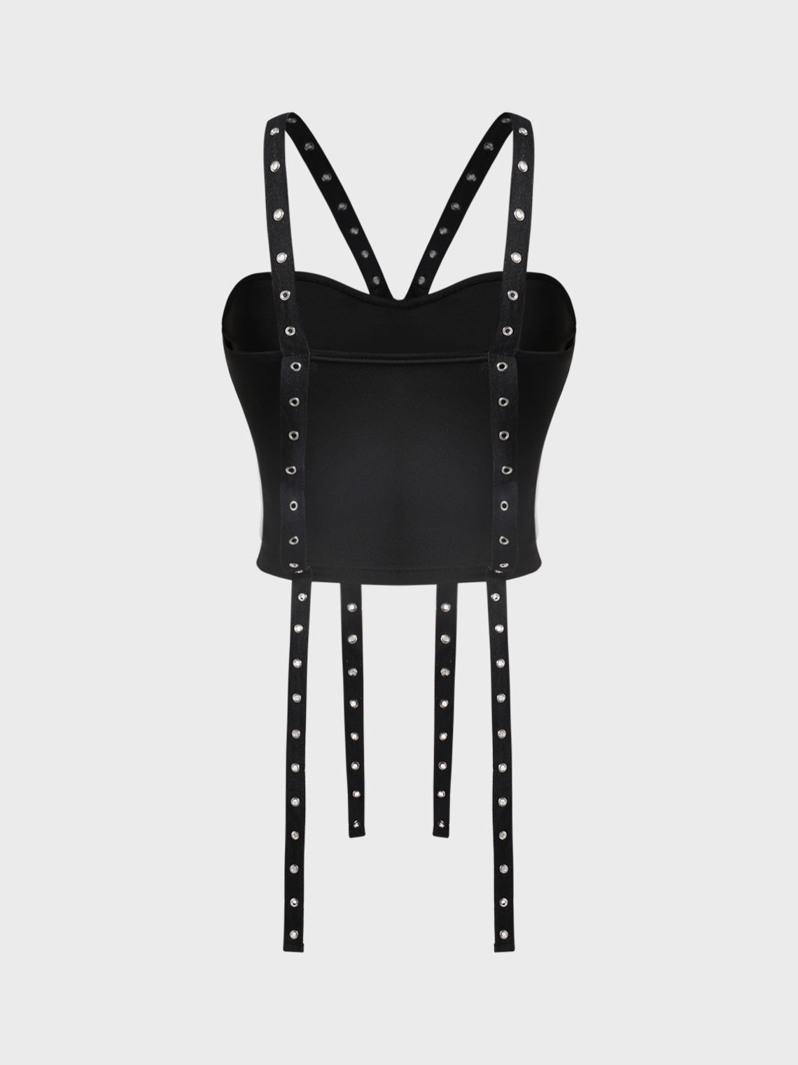 Metal Detail Lace Up Spaghetti Tight Plain Sleeveless Cami