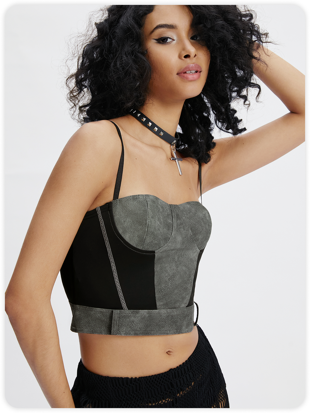 PU Color Block Cami Top