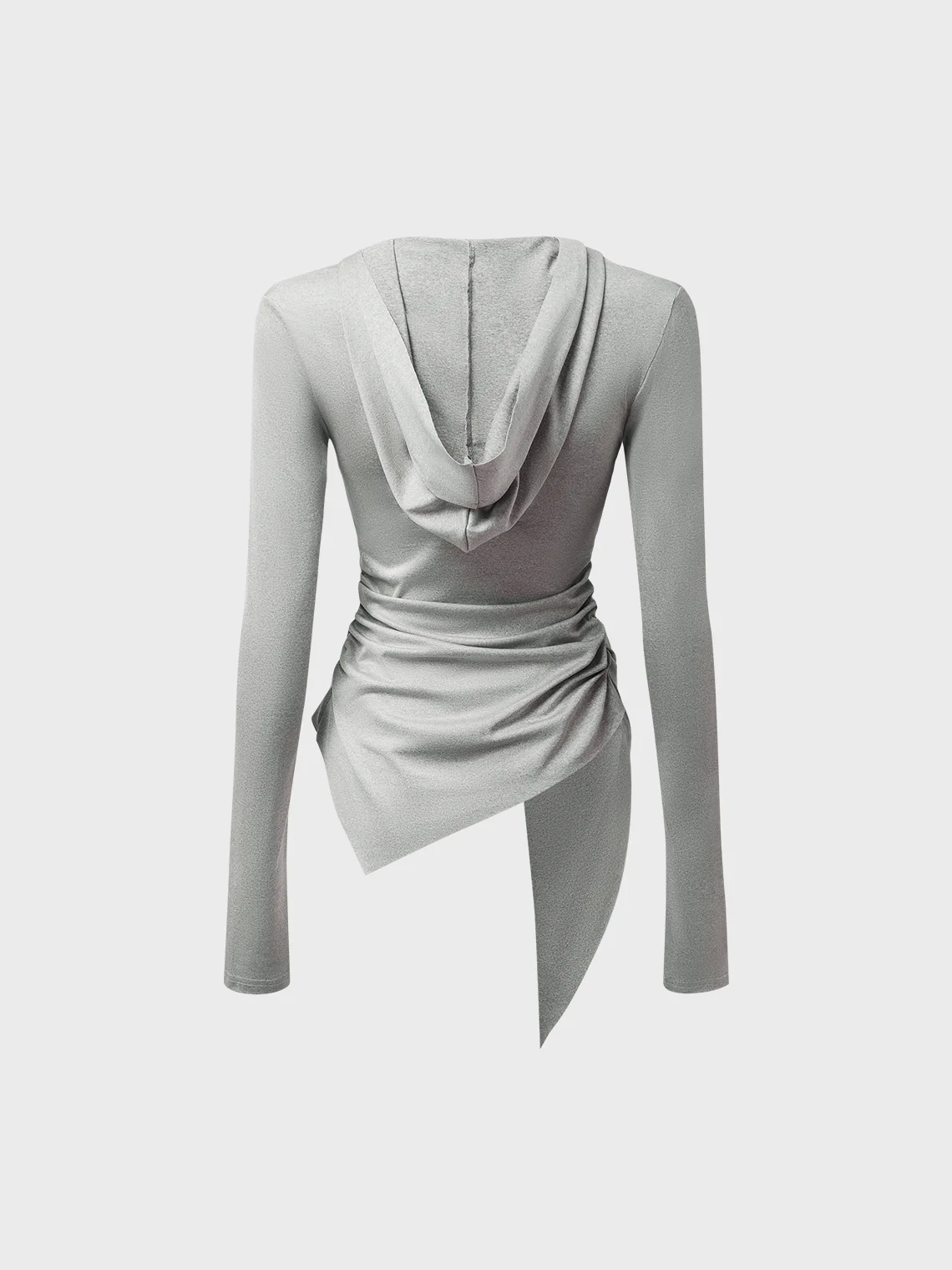 【Final Sale】Asymmetrical Hoodie Plain Long Sleeve Shirt