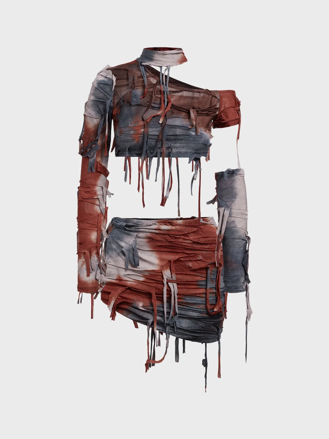 【Final Sale】Tassel Details Tie Dye Top With Skirt Two-Piece Set