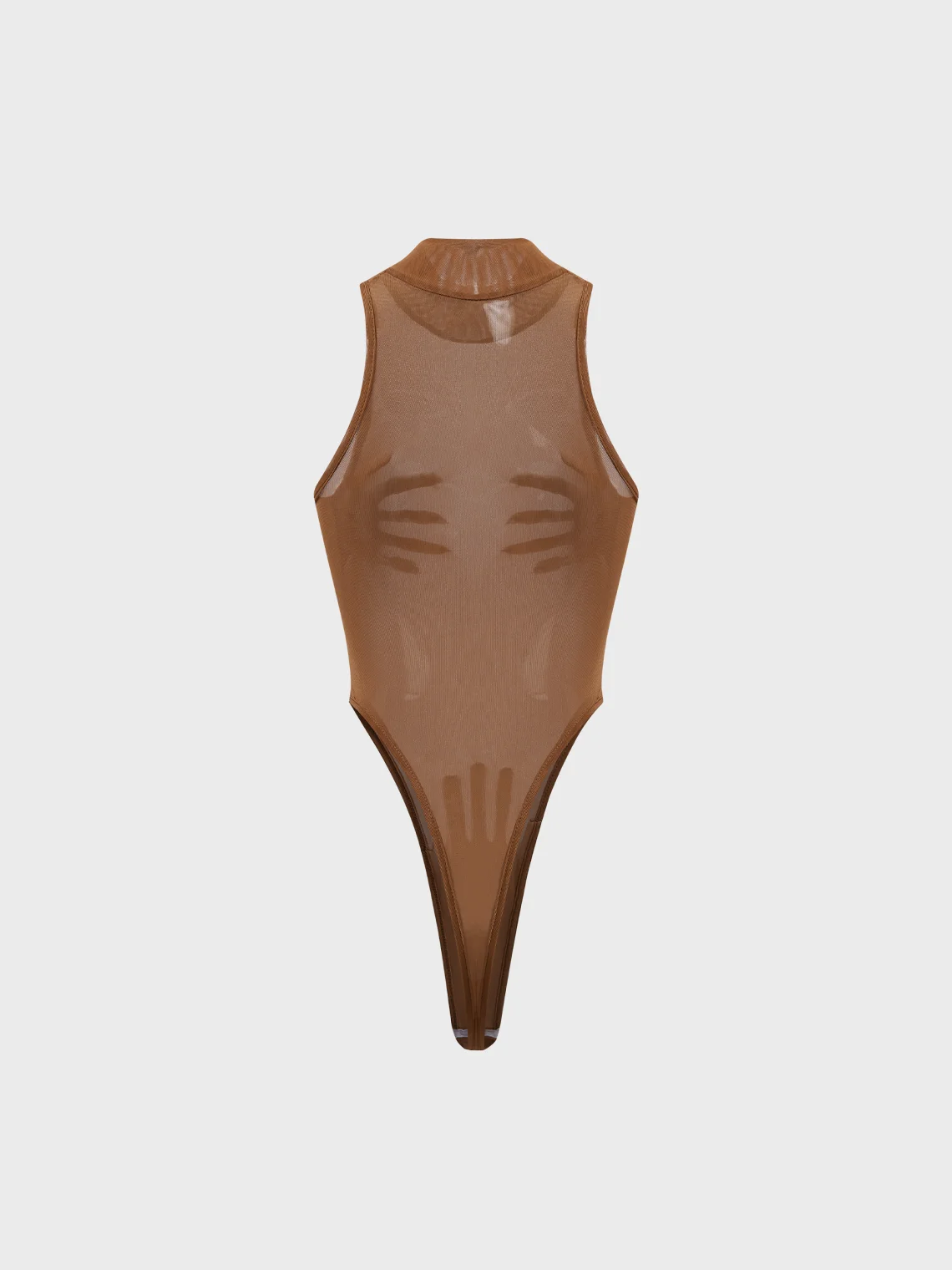 3D Hand Print Crew Neck Human Body Sleeveless Bodysuit