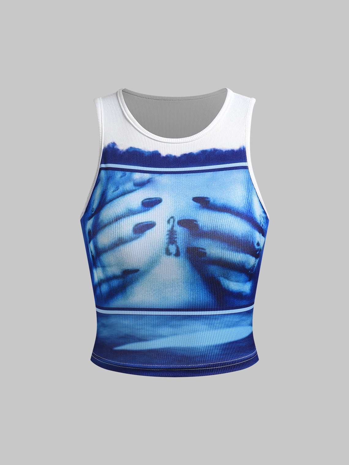 【Final Sale】Cyanotype Hand Print Crew Neck Tank Top