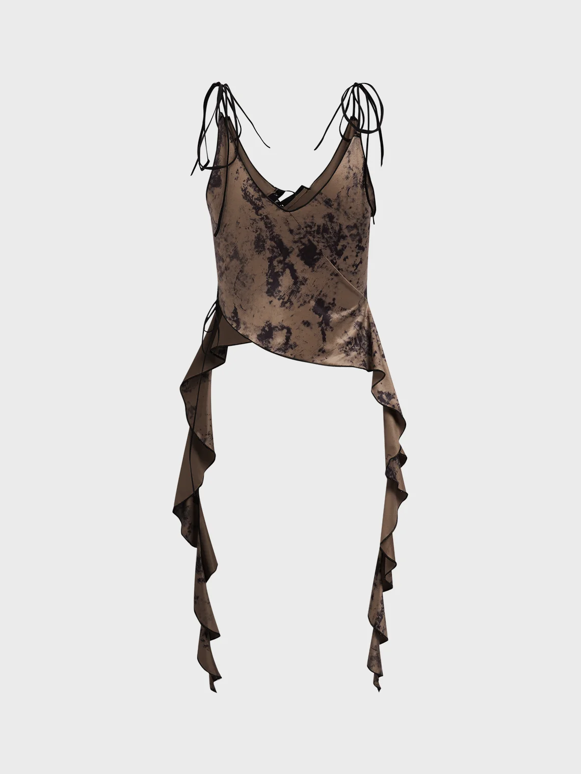 Lace Up Ruffles Spaghetti  Cami Top