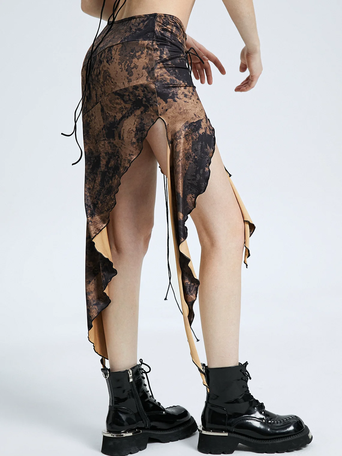 【Final Sale】Y2k Brown Slit Bottom Skirt