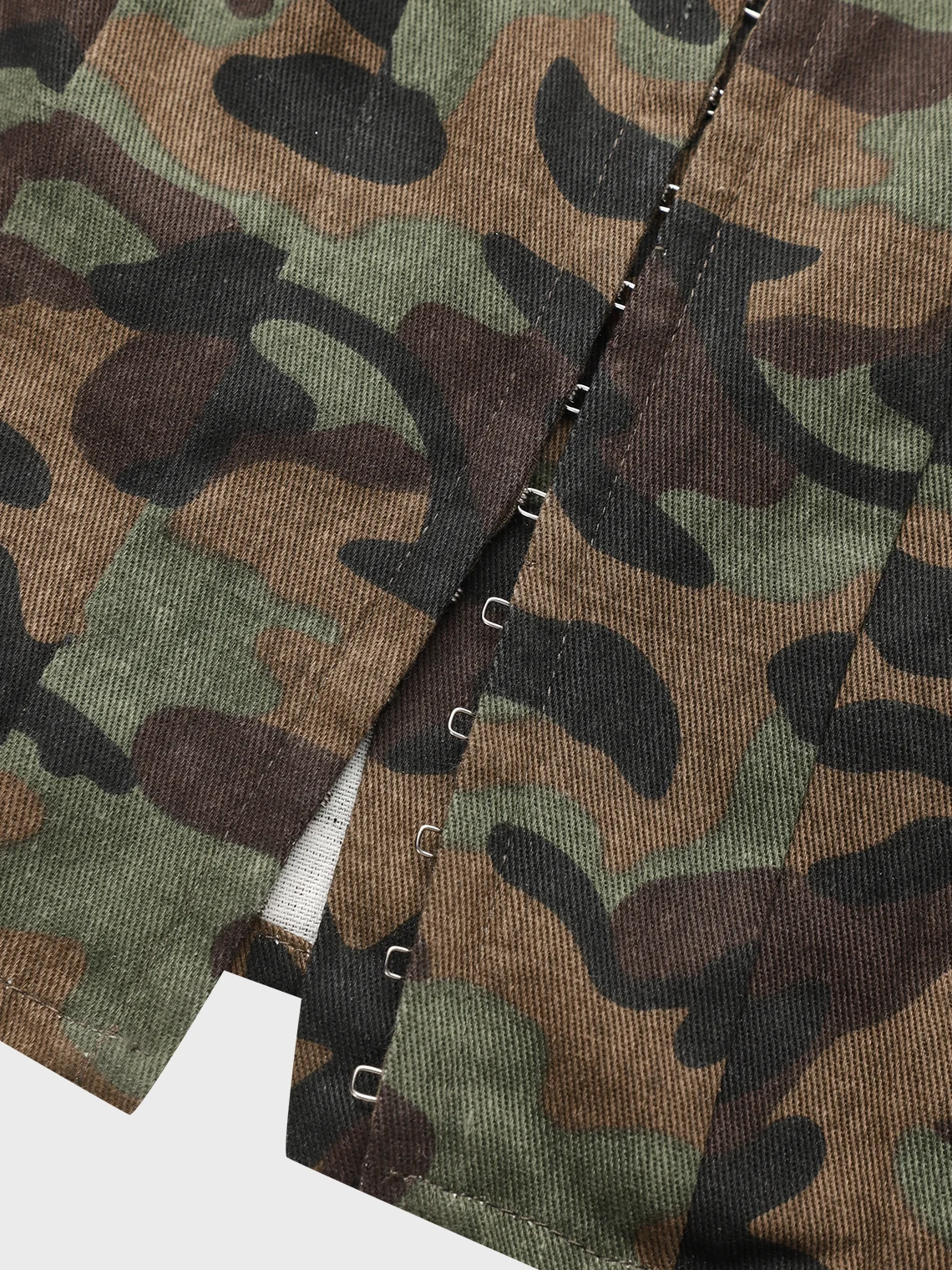 【Final Sale】Twill Cargo Patchwork Camo Top With Skirt Two-Piece Set