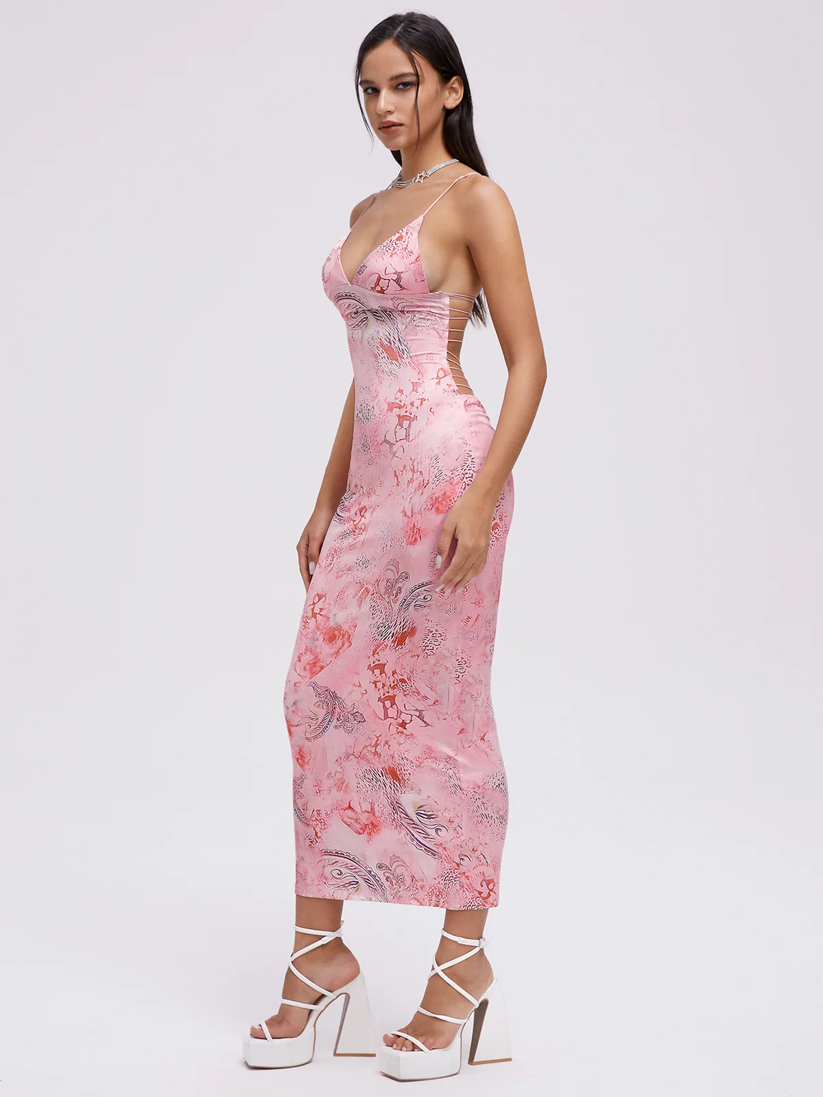 Backless Halter Butterfly Sleeveless Maxi Dress