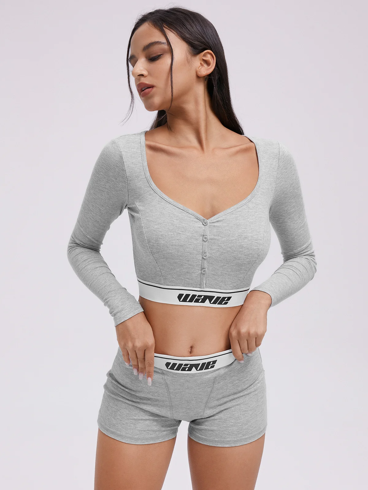 Text Letters Long Sleeve Top With Pants Two-Piece Set