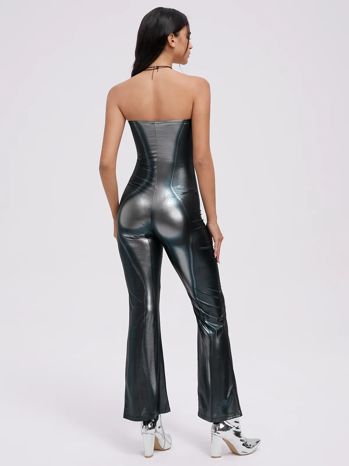 Punk Silver Body print Jumpsuit