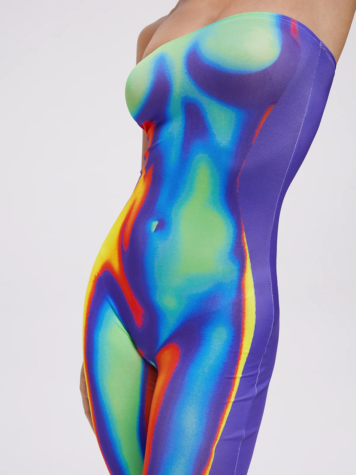 Edgy Multicolor Body print Tube Jumpsuit