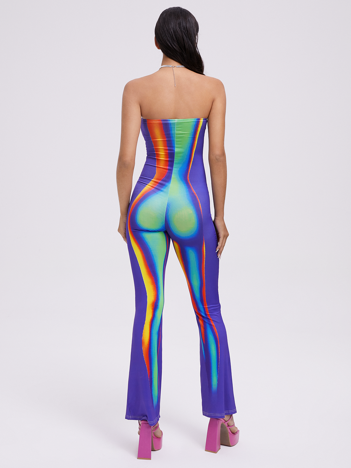 Edgy Multicolor Body print Tube Jumpsuit