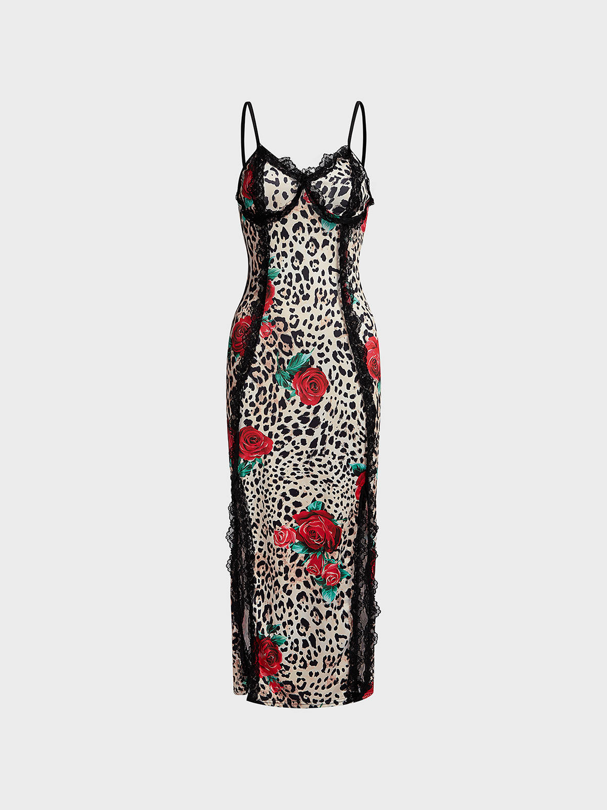 slim Spaghetti Leopard Sleeveless Maxi Dress