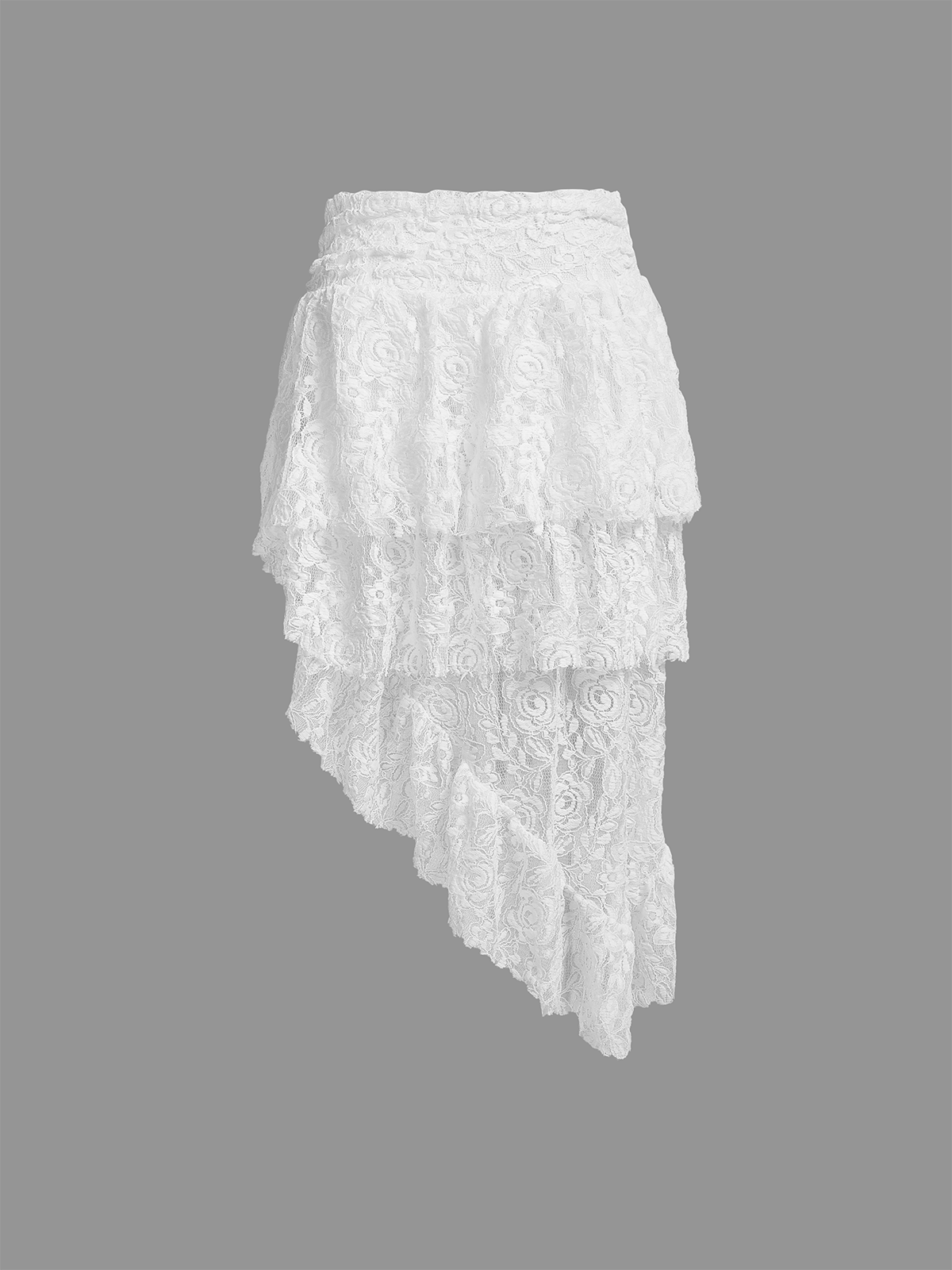 Lace asymmetrical design Lace Short Skirt