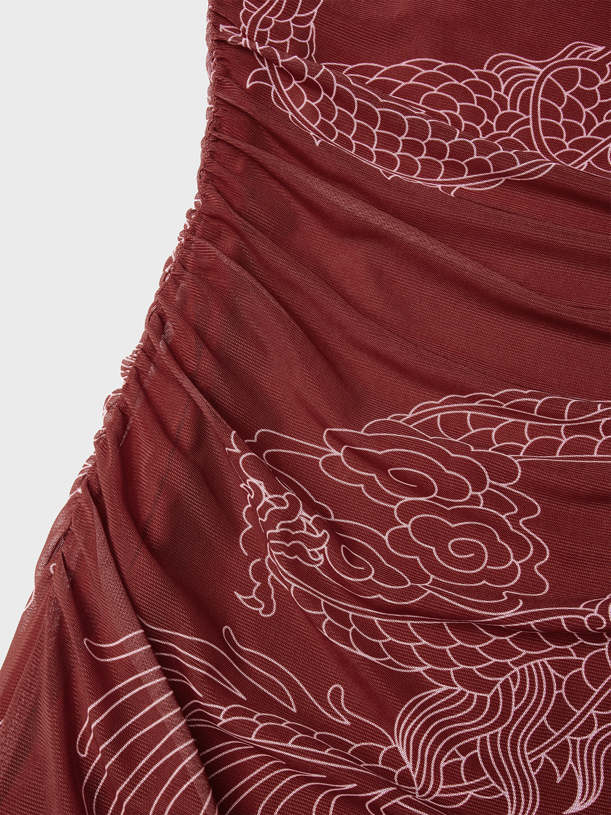 Asymmetrical Design Ruffles mesh Strapless Animal Picture Sleeveless Maxi Dress