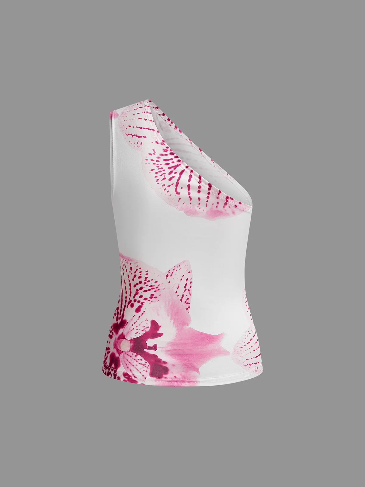 asymmetrical design One Shoulder Floral Cami