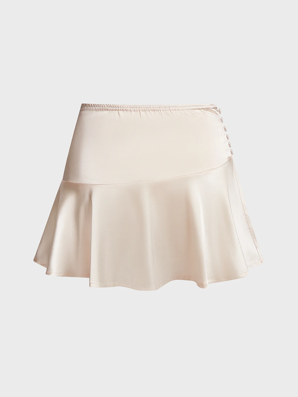Satin side slit Plain Short Skirt