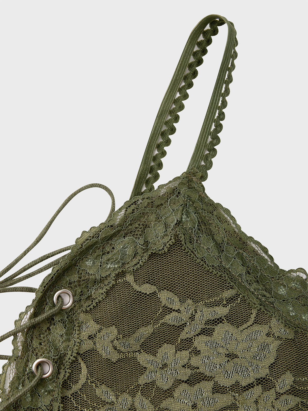 Lace Lace Up Spaghetti Floral Cami