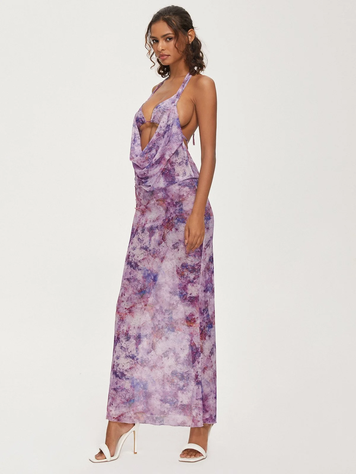 Halter Floral Sleeveless Maxi Dress