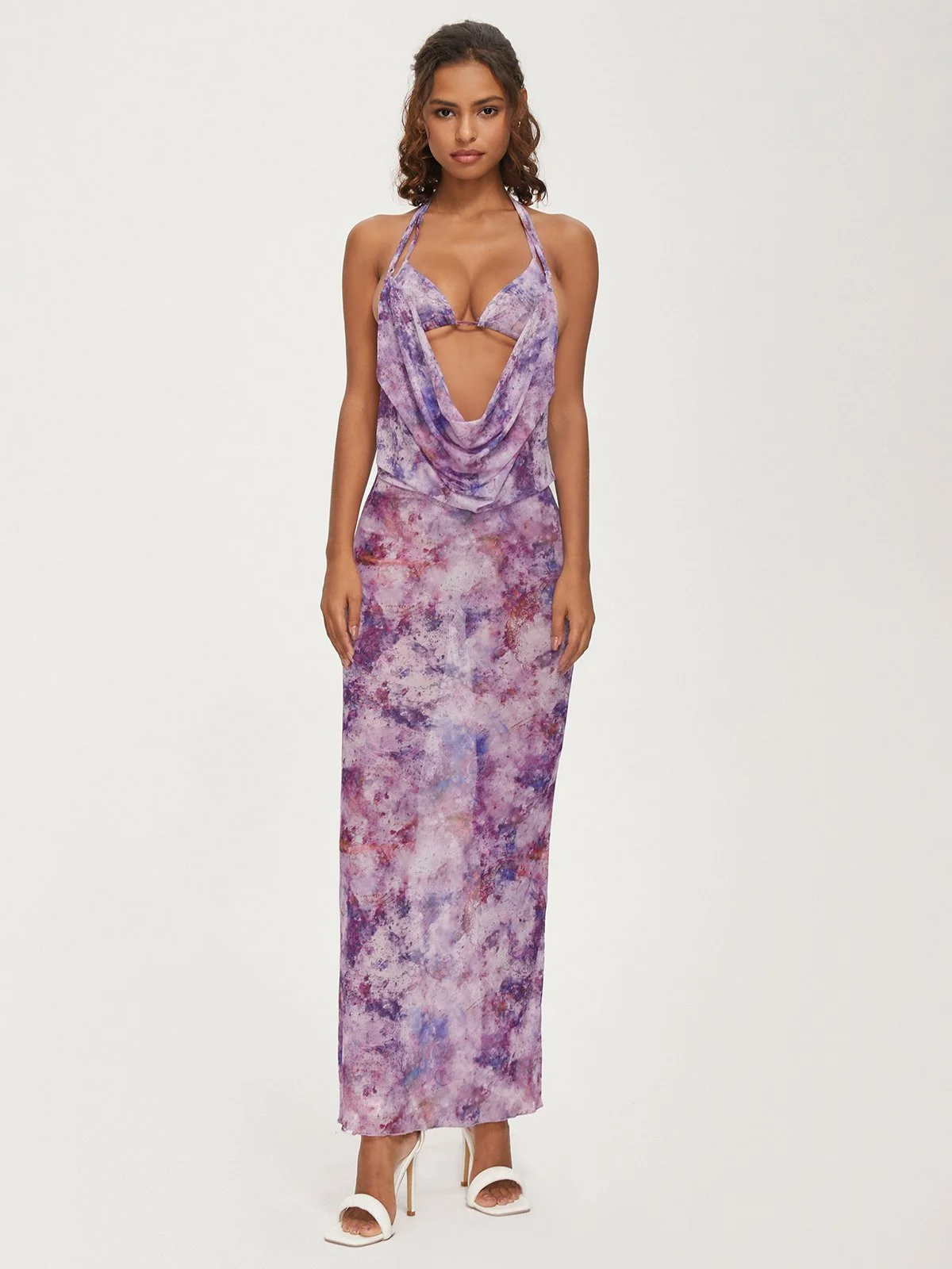 Halter Floral Sleeveless Maxi Dress