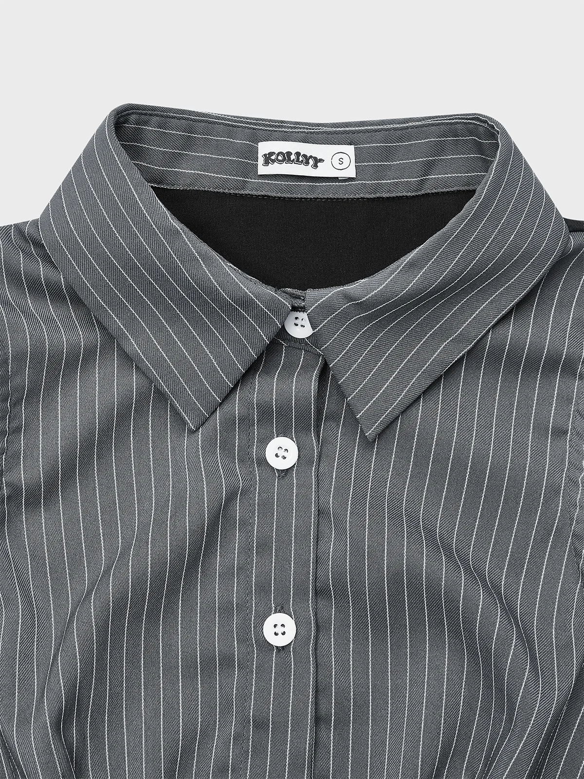 Elastane Shirt Collar Striped Tank Top