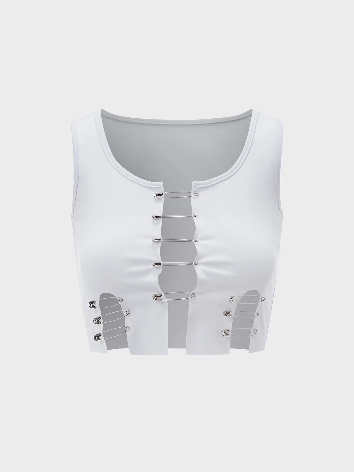 【Final Sale】Y2K White Cut Out Clip Top Tank Top & Cami