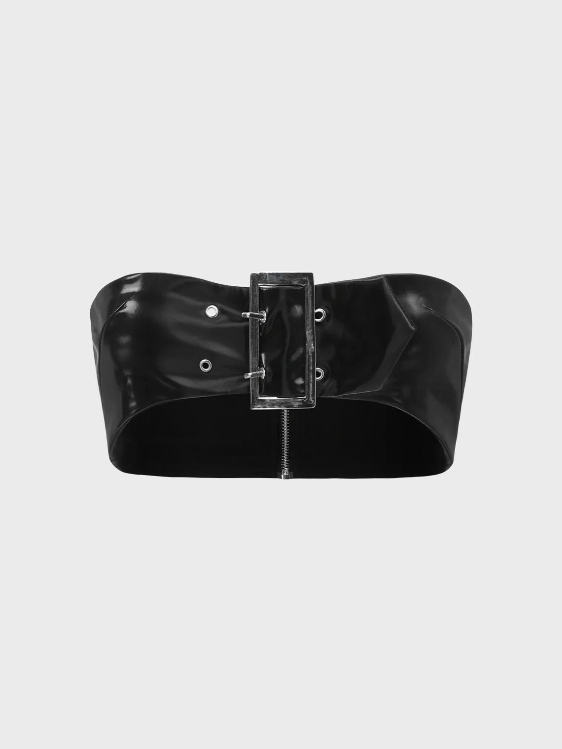 Edgy Black Belt Metal Party Top Women Top