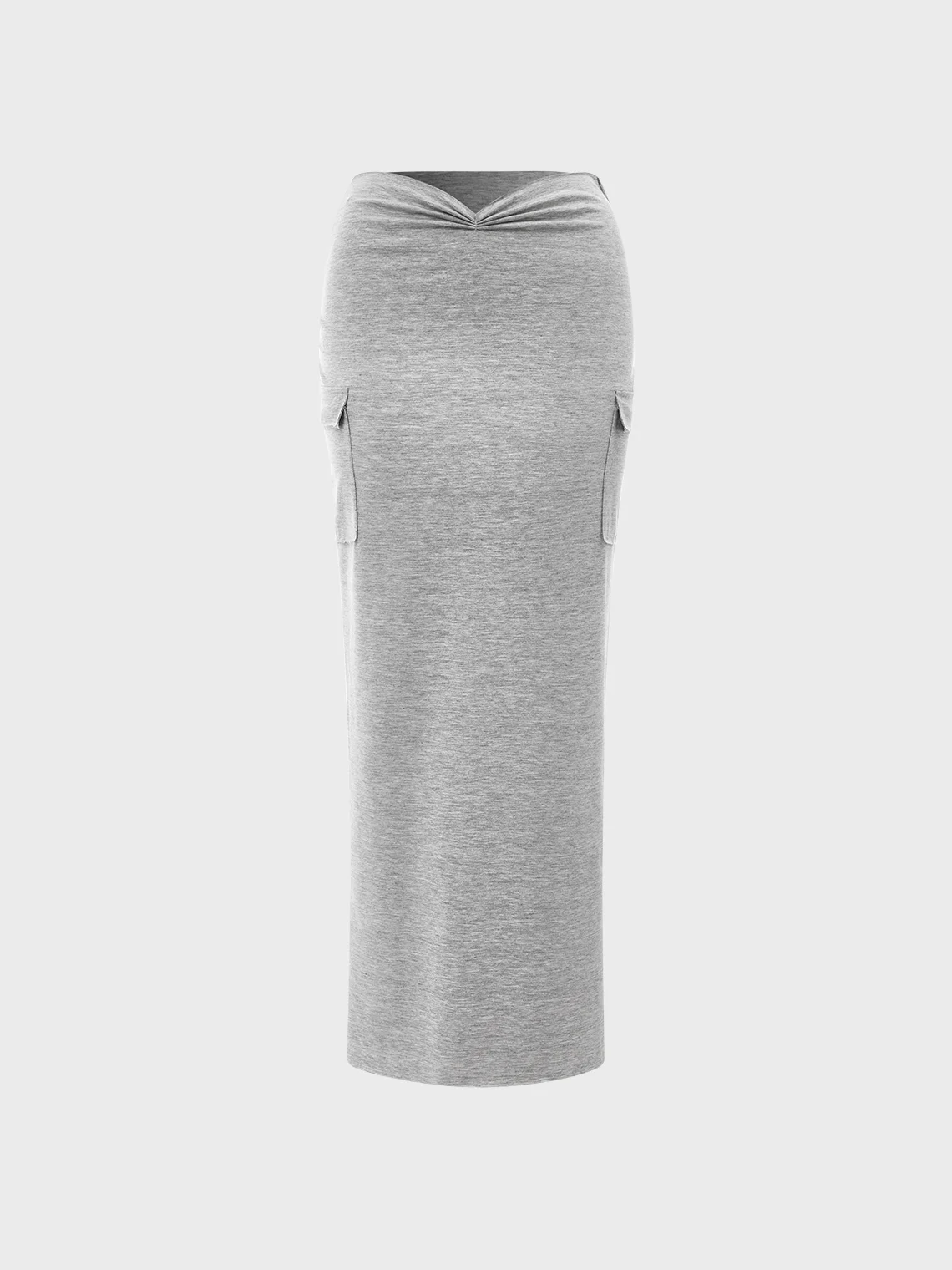 Street Gray Wrinkled Side Slit Bottom Skirt