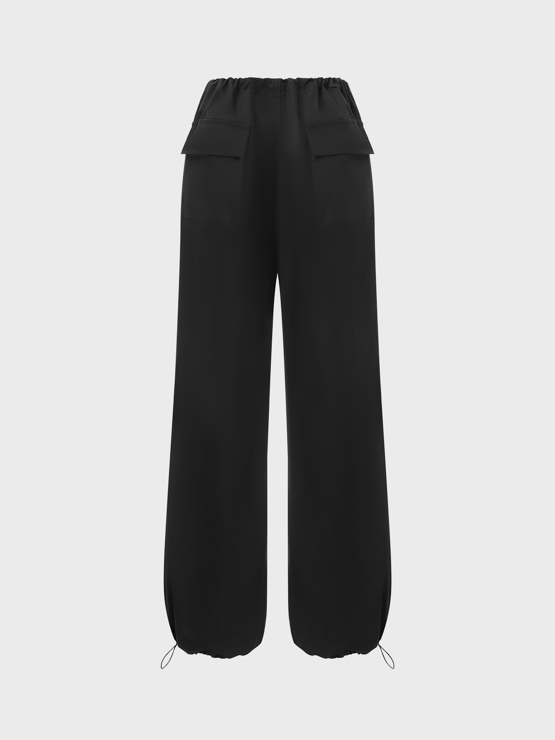 Street Black Cargo Drawstring Bottom Pants