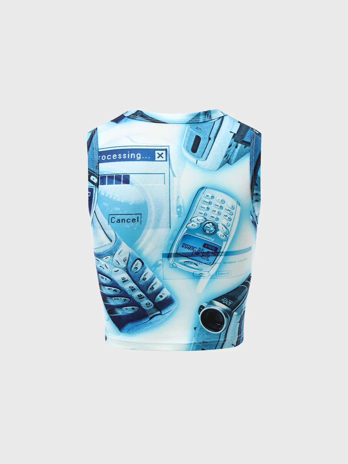 Y2K Blue Cropped Abstract Back To School Top Tank Top & Cami