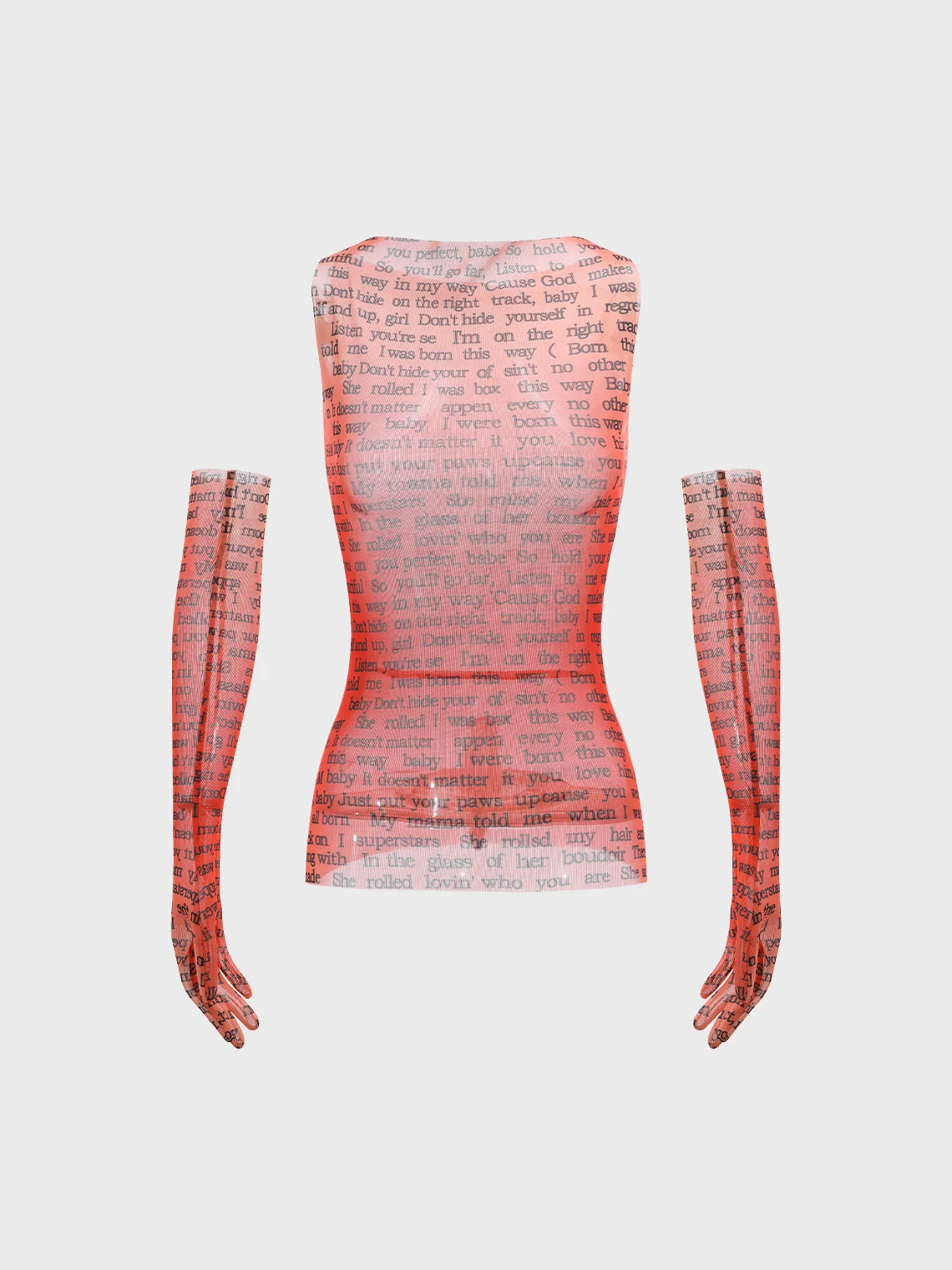 【Final Sale】Y2K Khaki Mesh Letter Arm Sleeves Party Top Women Top