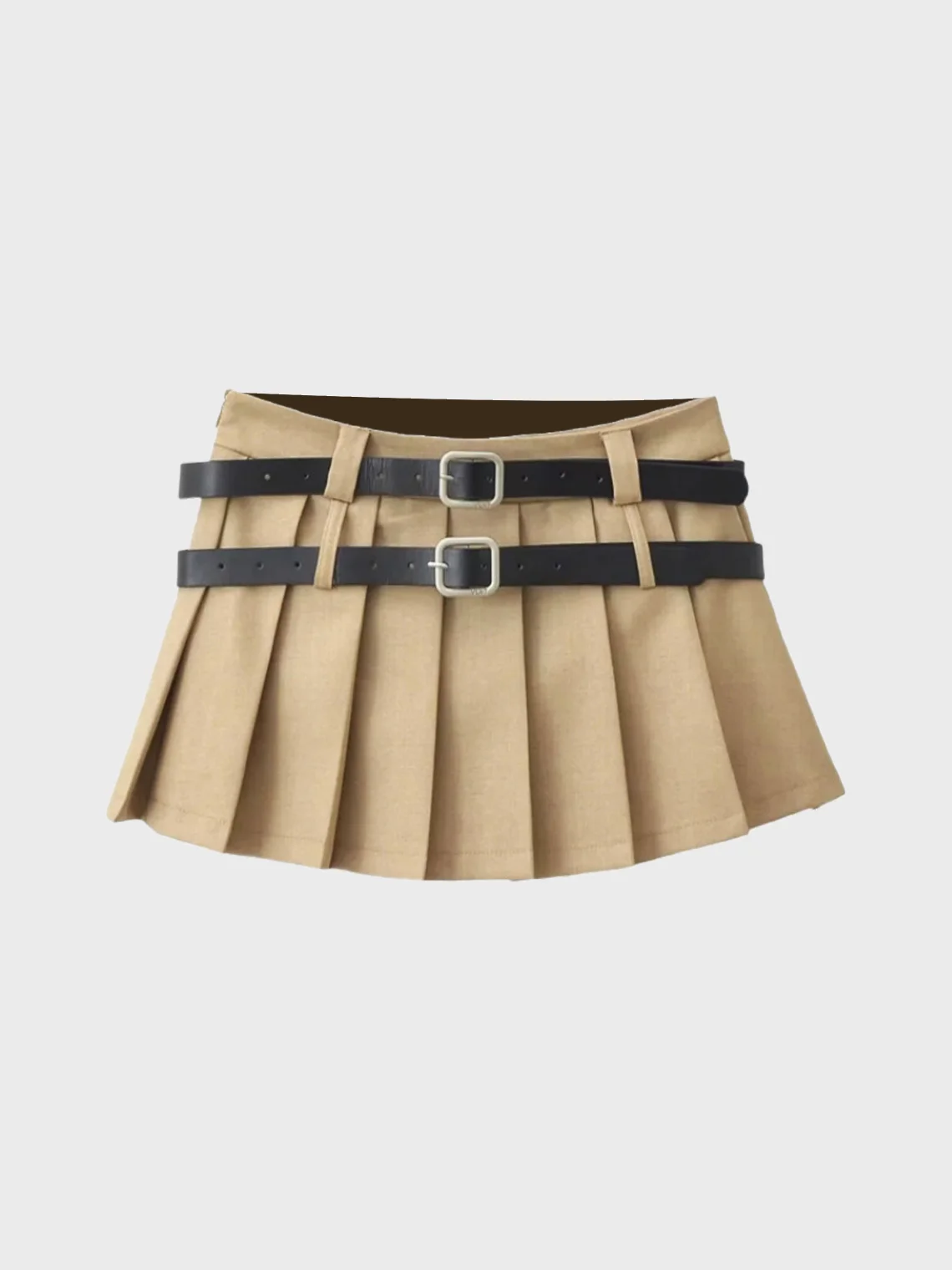 【Final Sale】Y2K Black Pleated Double belt Bottom Skirt