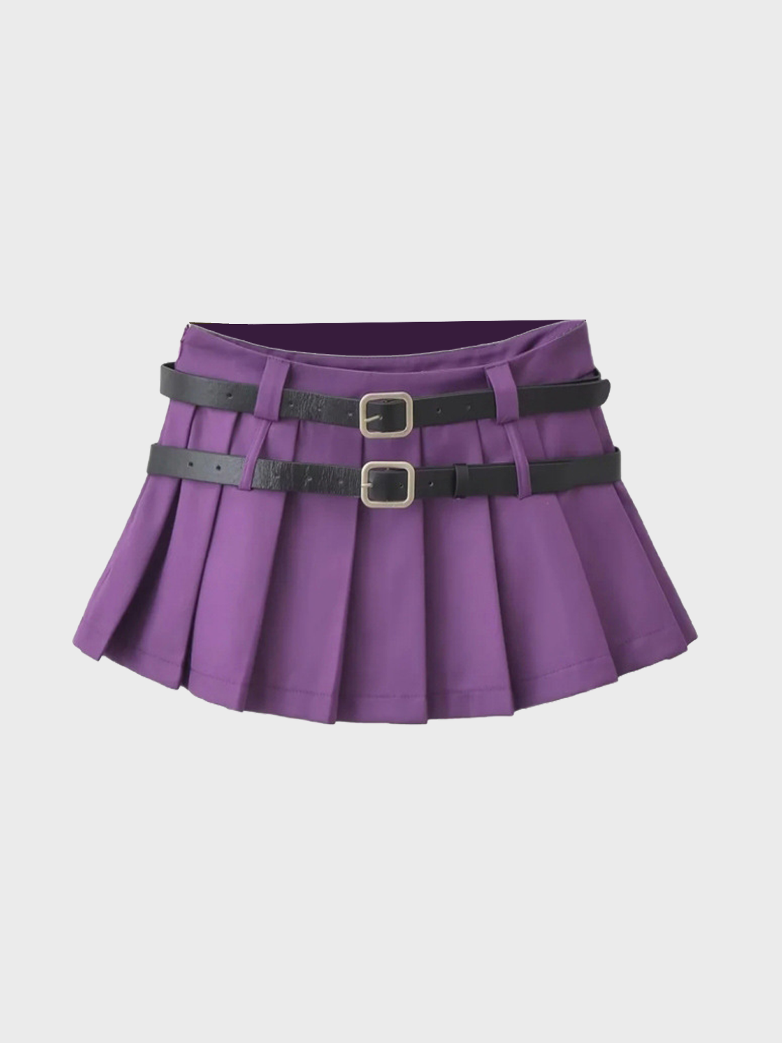 【Final Sale】Y2K Black Pleated Double belt Bottom Skirt