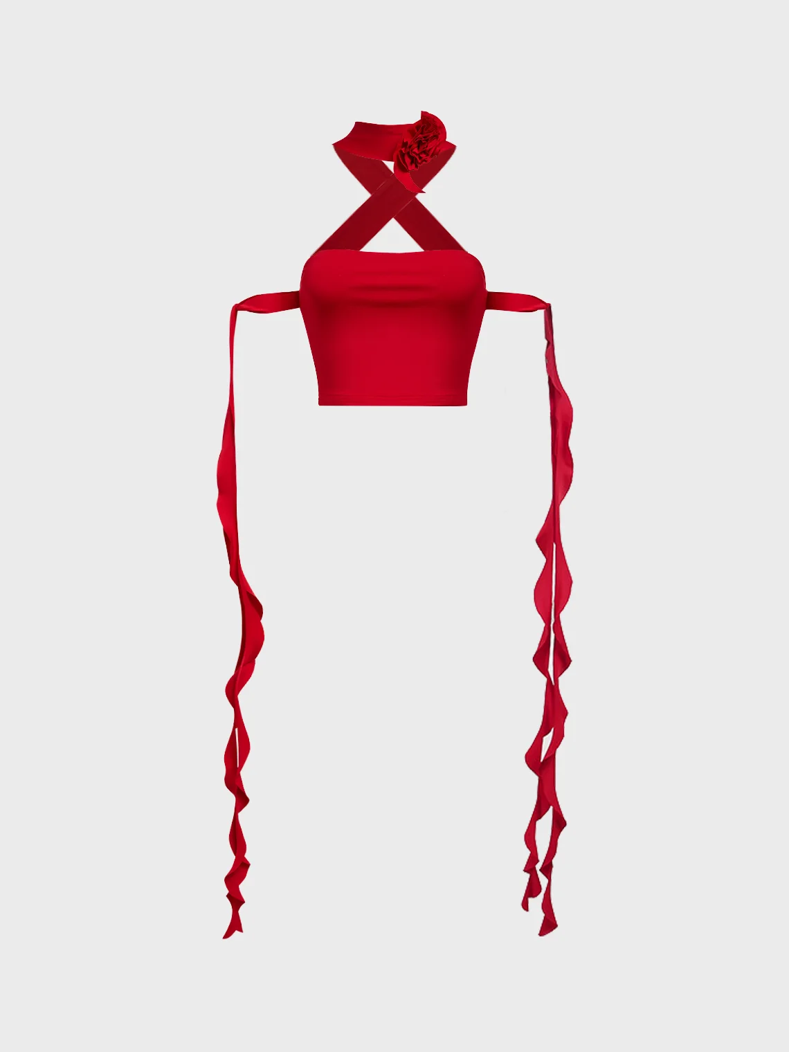Y2k Red Ruffles 3D rose Top Women Top