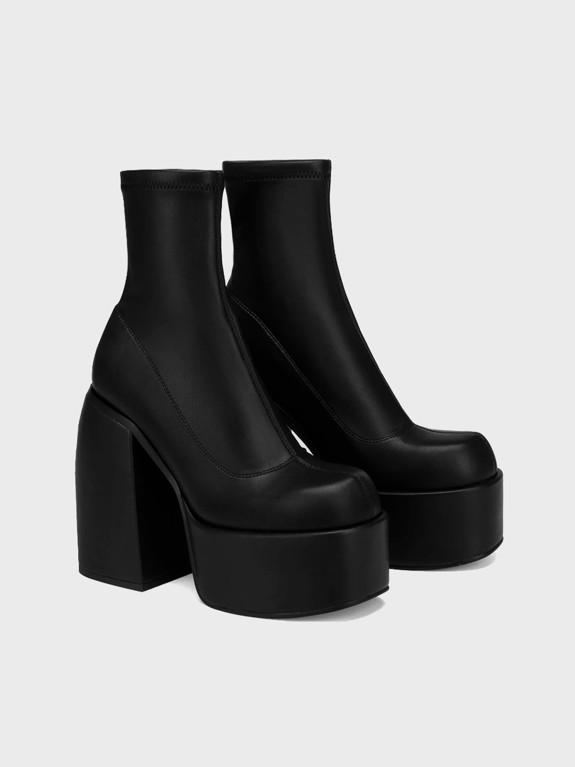 Chunky Heel Plain Y2K Sock Boots