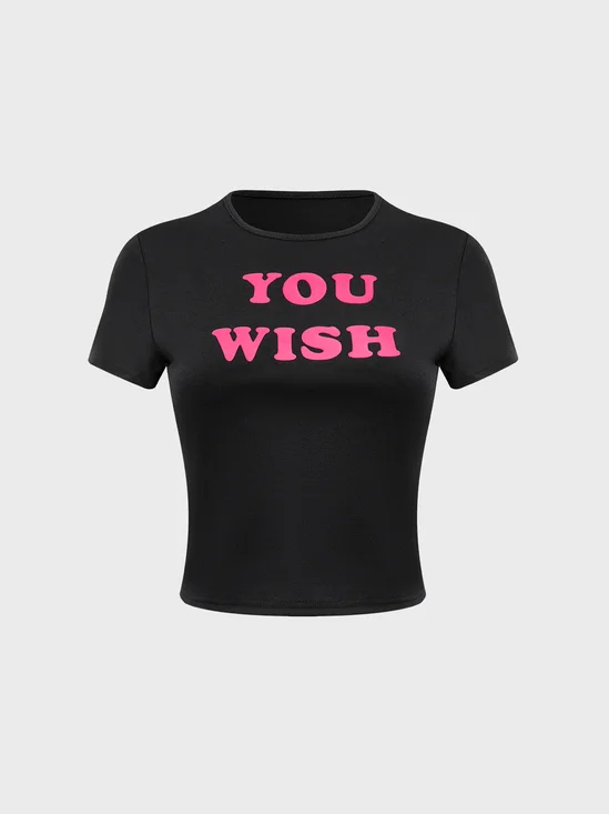 Y2K Black Letter Color Block Top T-Shirt