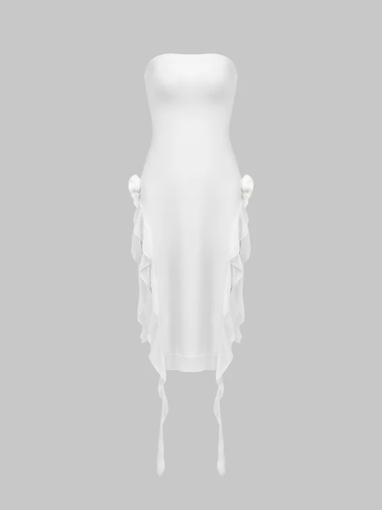 【Final Sale】Y2k Balletcore White Split Dress Midi Dress