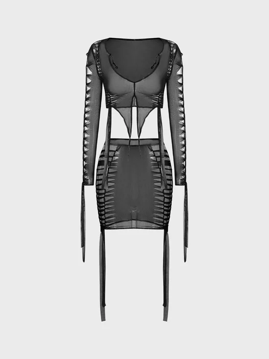 Edgy White Cut out Two-Piece Set