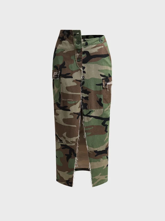 Street Army Green Slim Bottom Skirt