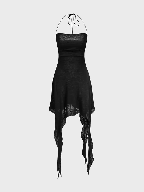 【Final Sale】Punk Black Ruffles Dress Mini Dress